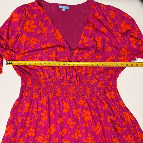 NEW! Draper James RSVP Hot Pink Orange Floral Wrap Top Fit Flare Dress 2X - Picture 11 of 16